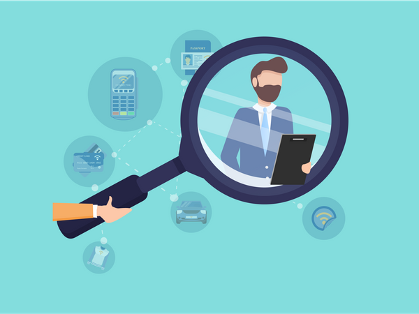 Recruiter standing with Hiring list in his hand  イラスト