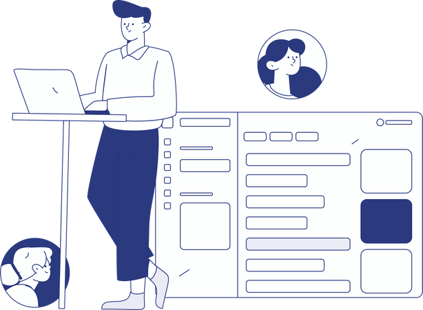 Recruiter with Employee Dossier  Illustration