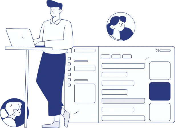 Recruiter with Employee Dossier  Illustration
