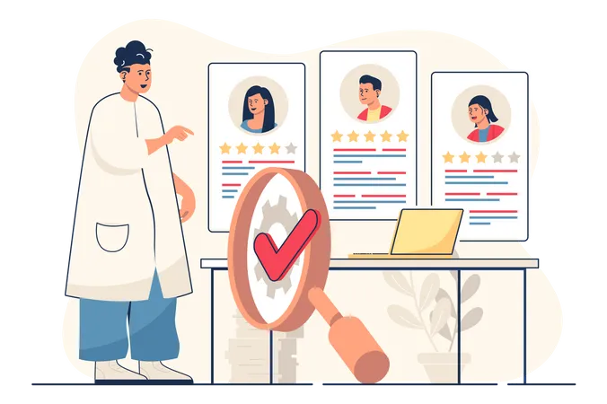 Recruitment agency doing profile evaluation Illustration