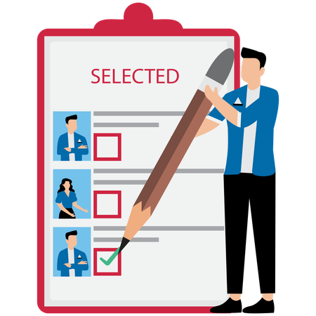 Recruitment hiring process to choose candidate to fit job position  Illustration
