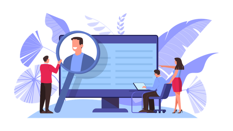 Recruitment manager searching Illustration
