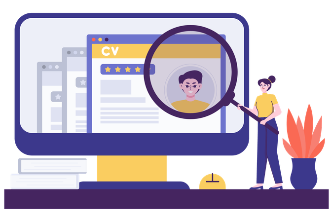 Recrutamento remoto triagem de cv  Ilustração