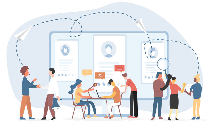 Recruters in woekplace recritung people Illustration