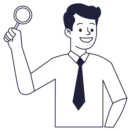 Recruteur d'entreprise tenant une loupe  Illustration