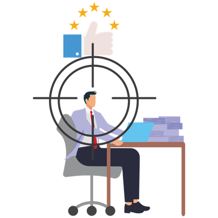 Recursos humanos encontrando o candidato certo para a vaga de emprego  Ilustração
