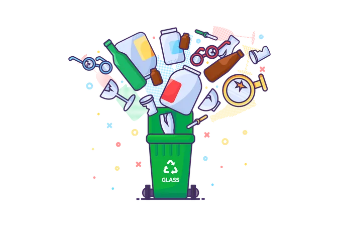 Recyclage des déchets de verre  Illustration