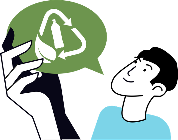 Recycle plastic bottle to reduce carbon footprint  Illustration
