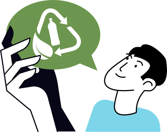 Recycle plastic bottle to reduce carbon footprint  Illustration