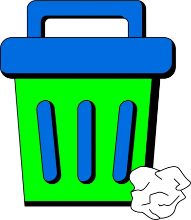 A Vibrant Illustration Of A Recycling Bin With A Crumpled Paper Ball Promoting Recycling And Waste Management Illustration