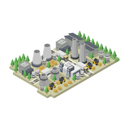 Recycling Of Garbage Factory  Illustration