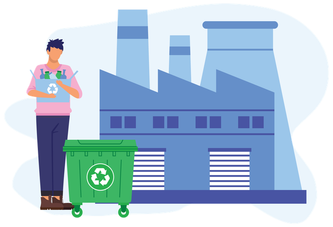 Recycling Process Factory  Illustration