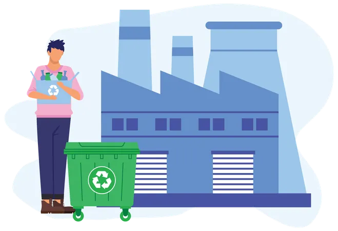 Recycling Process Factory  Illustration