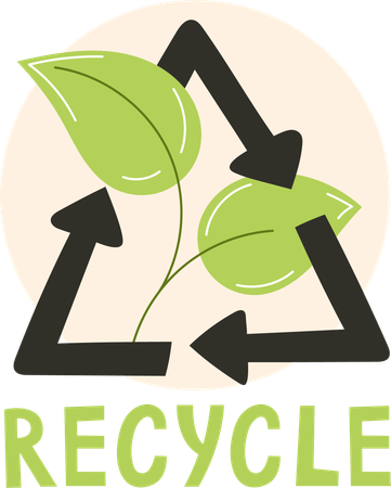Recycling Symbol with Leaf  Illustration