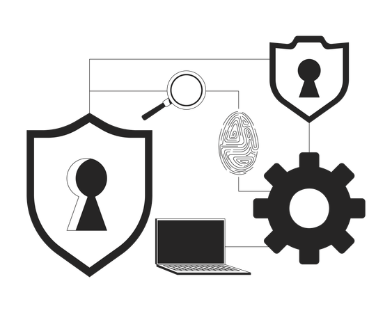 Red conectada de ciberseguridad  Ilustración