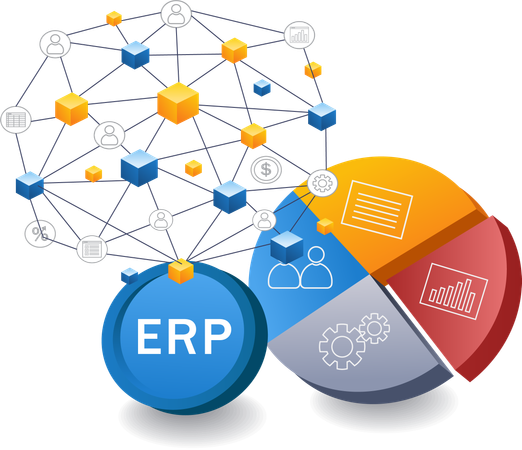 Red de análisis de ERP empresarial  Ilustración