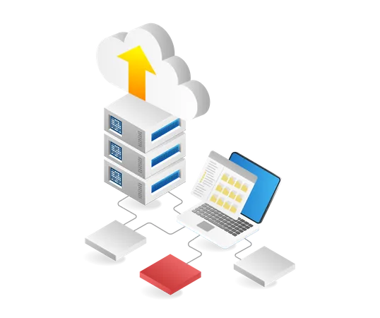 Red de datos del servidor en la nube  Ilustración