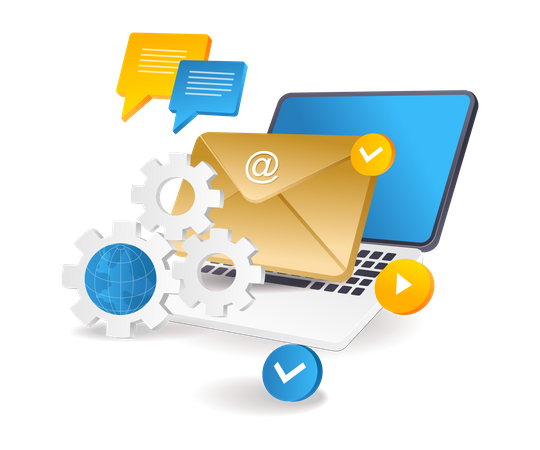 Red de marketing por correo electrónico de tecnología digital.  Ilustración