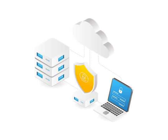 Red de seguridad de datos del servidor en la nube  Ilustración