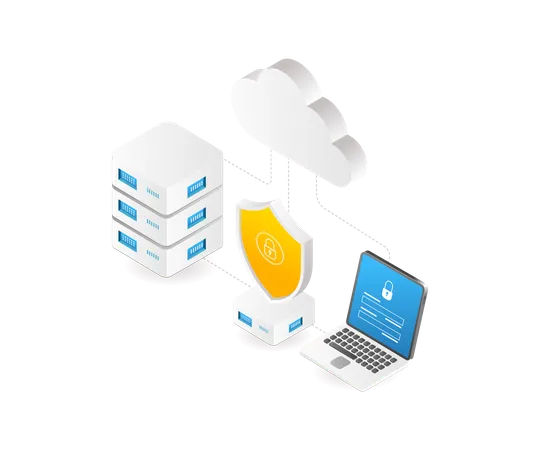 Red de seguridad de datos del servidor en la nube  Ilustración