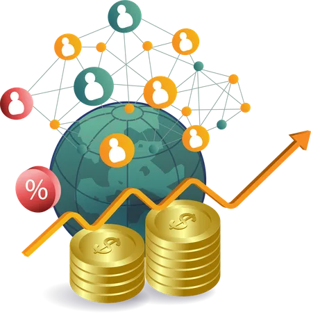 Red mundial de negocios y finanzas  Ilustración