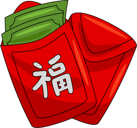 Red envelope with money cash  Illustration