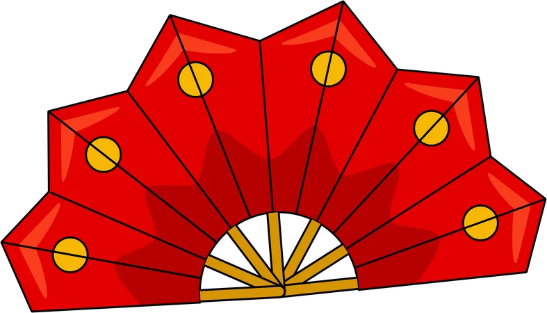 Red folding fan  Illustration