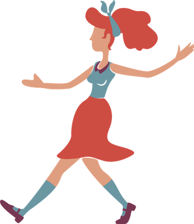 Red haired girl dancing  Illustration