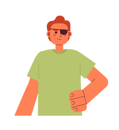 Red haired man with blindfold on eye  Illustration