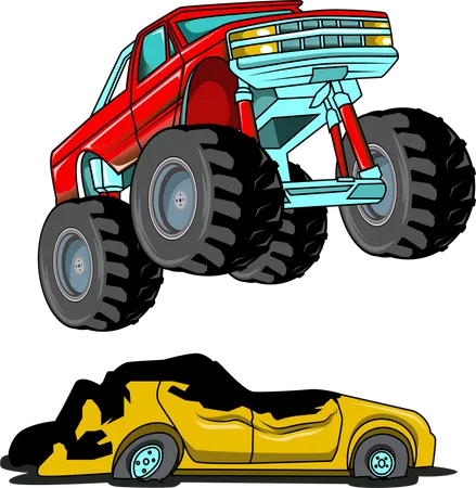 Red monster truck car  Illustration