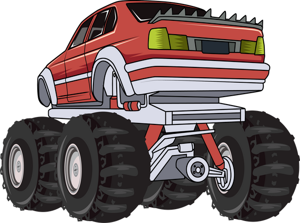 Red monster truck car  Illustration