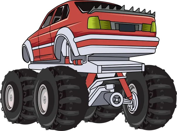 Red monster truck car  Illustration