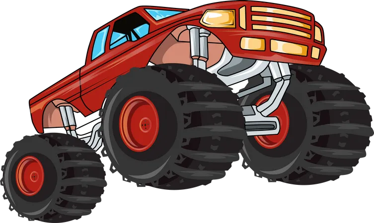 Red monster truck off-road  Illustration