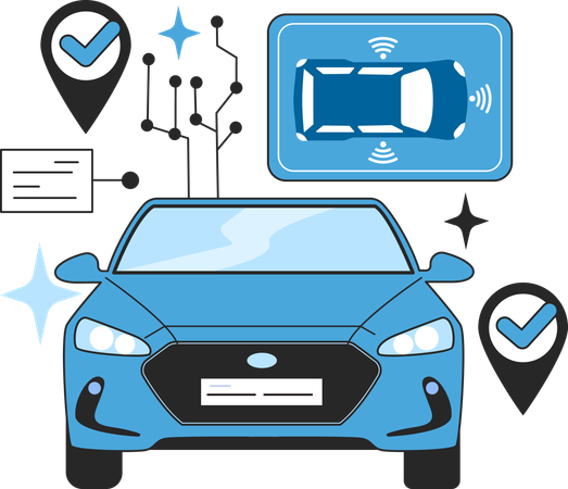 Red neuronal en sistemas de navegación y piloto automático.  Ilustración