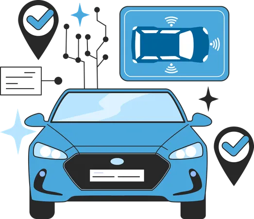 Red neuronal en sistemas de navegación y piloto automático.  Ilustración