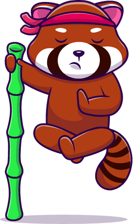 Red Panda doing Kungfu Meditation  Illustration