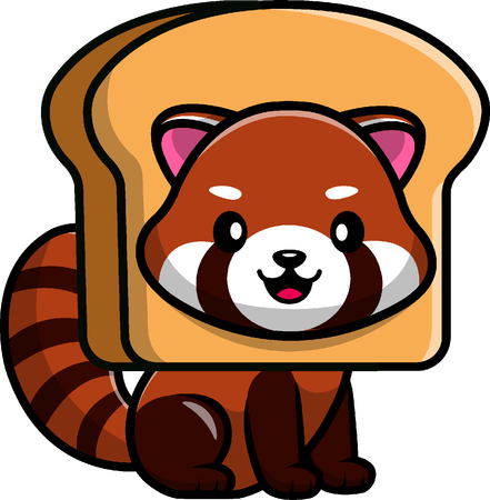 Red Panda in Bread  Illustration