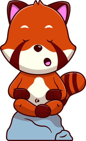 Red Panda Meditating  Illustration