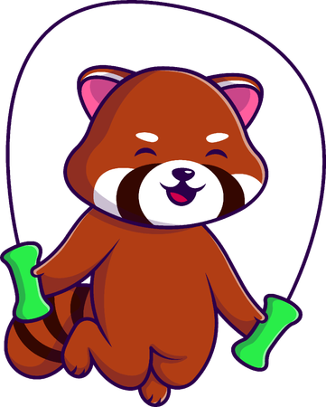 Red Panda Playing Jump Rope  Illustration