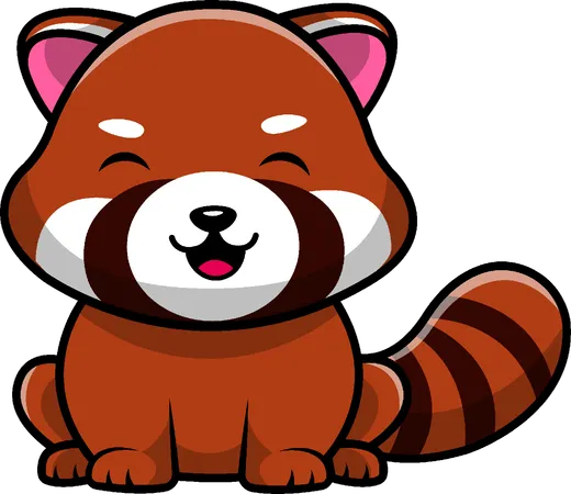 Red Panda Sitting  Illustration