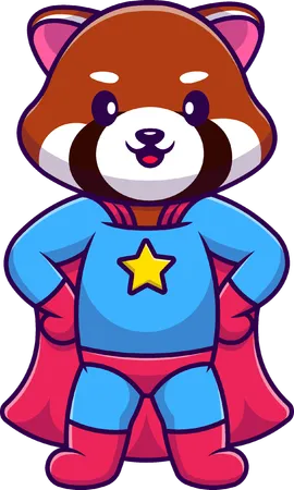 Red Panda Super Hero giving Standing Pose  Illustration