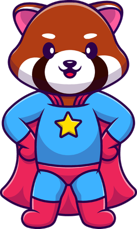 Red Panda Super Hero giving Standing Pose  Illustration