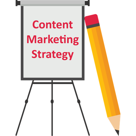 Red pencil to draw Content Marketing Strategy.  Illustration