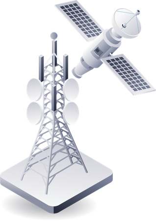 Tecnología de la información de la red satelital.  Ilustración