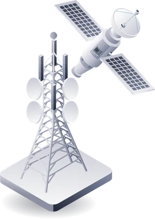 Tecnología de la información de la red satelital.  Ilustración