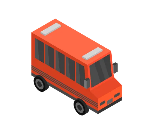 Red School Bus  Illustration
