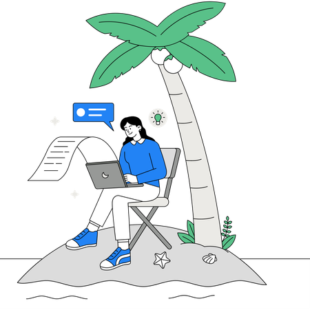 Écrire des scripts de contenu sur la plage  Illustration