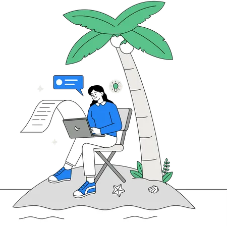 Écrire des scripts de contenu sur la plage  Illustration