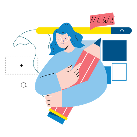 Redatora de notícias feminina  Ilustração