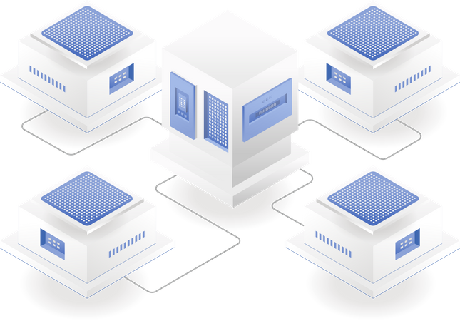 Rede de chips de servidor em nuvem  Ilustração